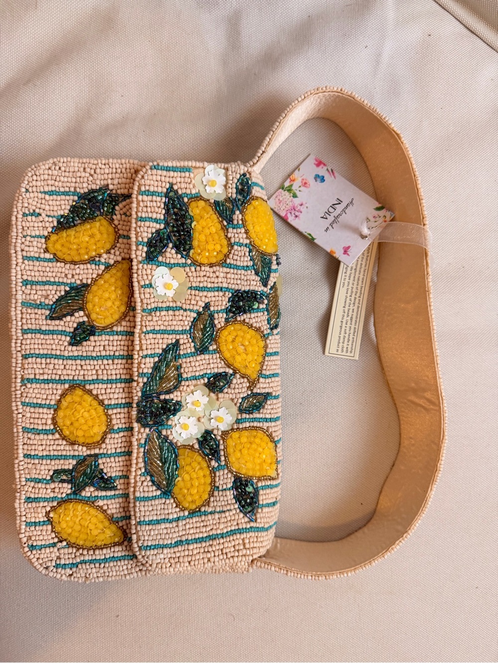Beaded Lemon Embellished Belt Bag - Yellow